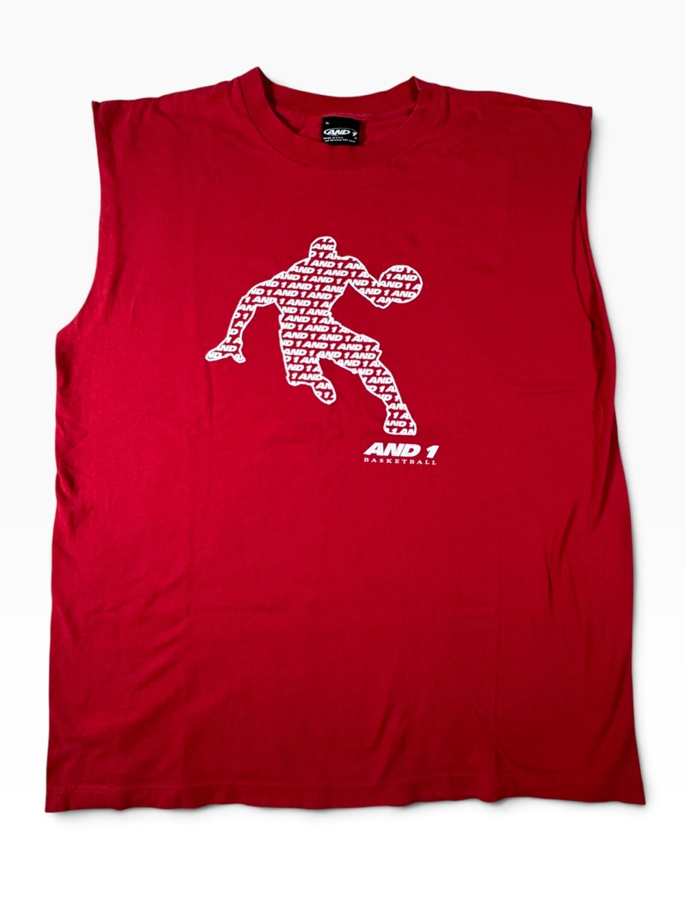 Vintage Made in USA AND1 Red Sleeveless Basketball Tank with White Graphic